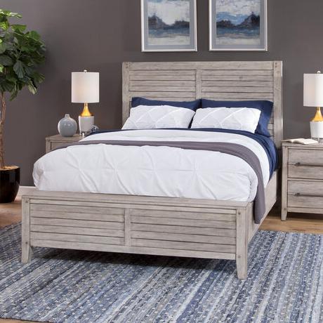 American Woodcrafters Aurora Queen Panel Bed in Whitewash 2810-50PNPN image