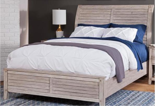 American Woodcrafters Aurora King Sleigh Bed w/ Panel Footboard in Whitewash 2810-66SLPN image