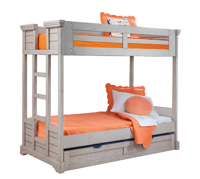 American Woodcrafters Stonebrook Twin Over Full Bunk Bed w/ Trundle in Antique Gray image