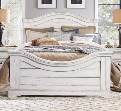 American Woodcrafters Stonebrook Queen Panel Bed in Distressed Antique White 7810-50PNPN image