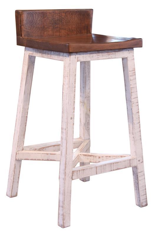 Pueblo White 30” Stool - w/Wooden Seat and Base- White Finish** image