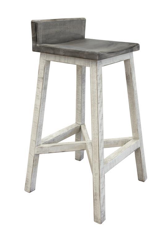 Stone 30" Stool - w/Wooden Seat and Base - Stone Finish ** image