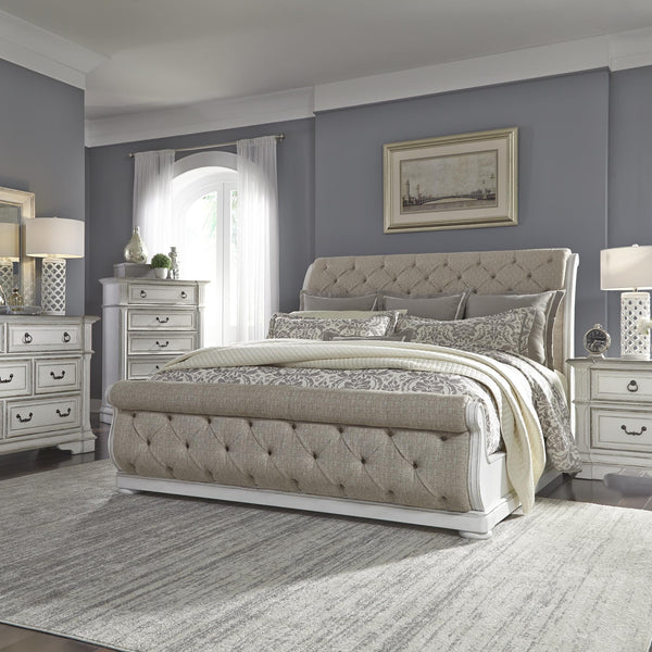 Abbey Park King Uph Sleigh Bed, Dresser & Mirror, Chest, Night Stand image