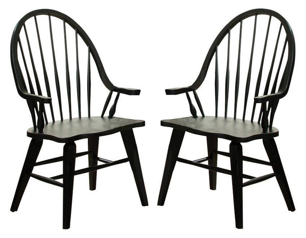 Liberty Furniture Hearthstone Windsor Back Arm Chair in Black (Set of 2) image