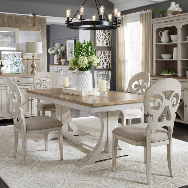 Farmhouse Reimagined 5 Piece Trestle Table Set image