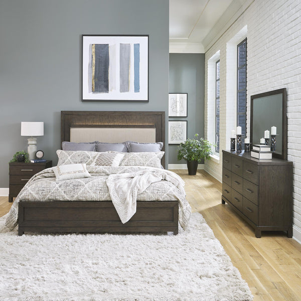 Modern Mix Queen Uph Bed, Dresser & Mirror, Nightstand image