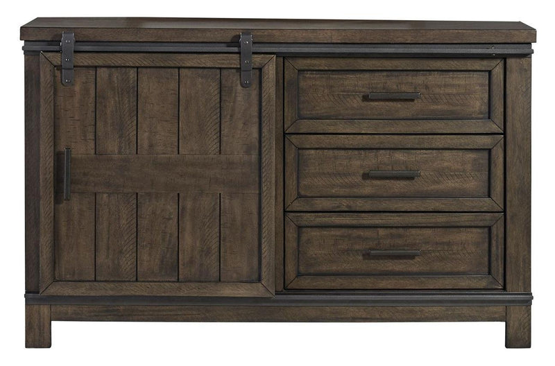 Liberty Furniture Thornwood Hills Barn Door Dresser in Rock Beaten Gray image