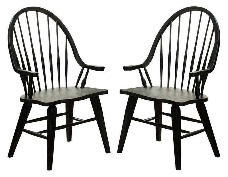 Liberty Furniture Hearthstone Windsor Back Arm Chair in Black (Set of 2) image