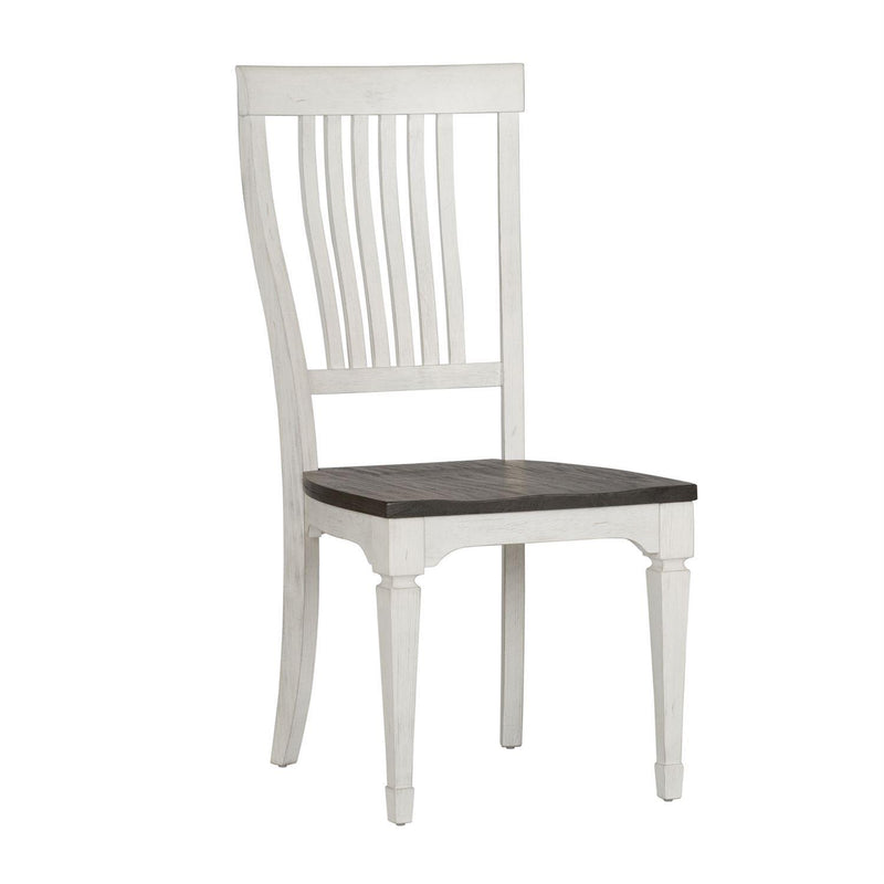 Liberty Furniture Allyson Park Slat Back Side Chair in White with Charcoal (Set of 2) image