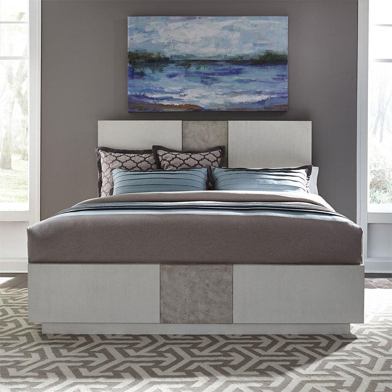 Liberty Furniture Mirage Queen Travertine Panel Bed in Wirebrushed White image